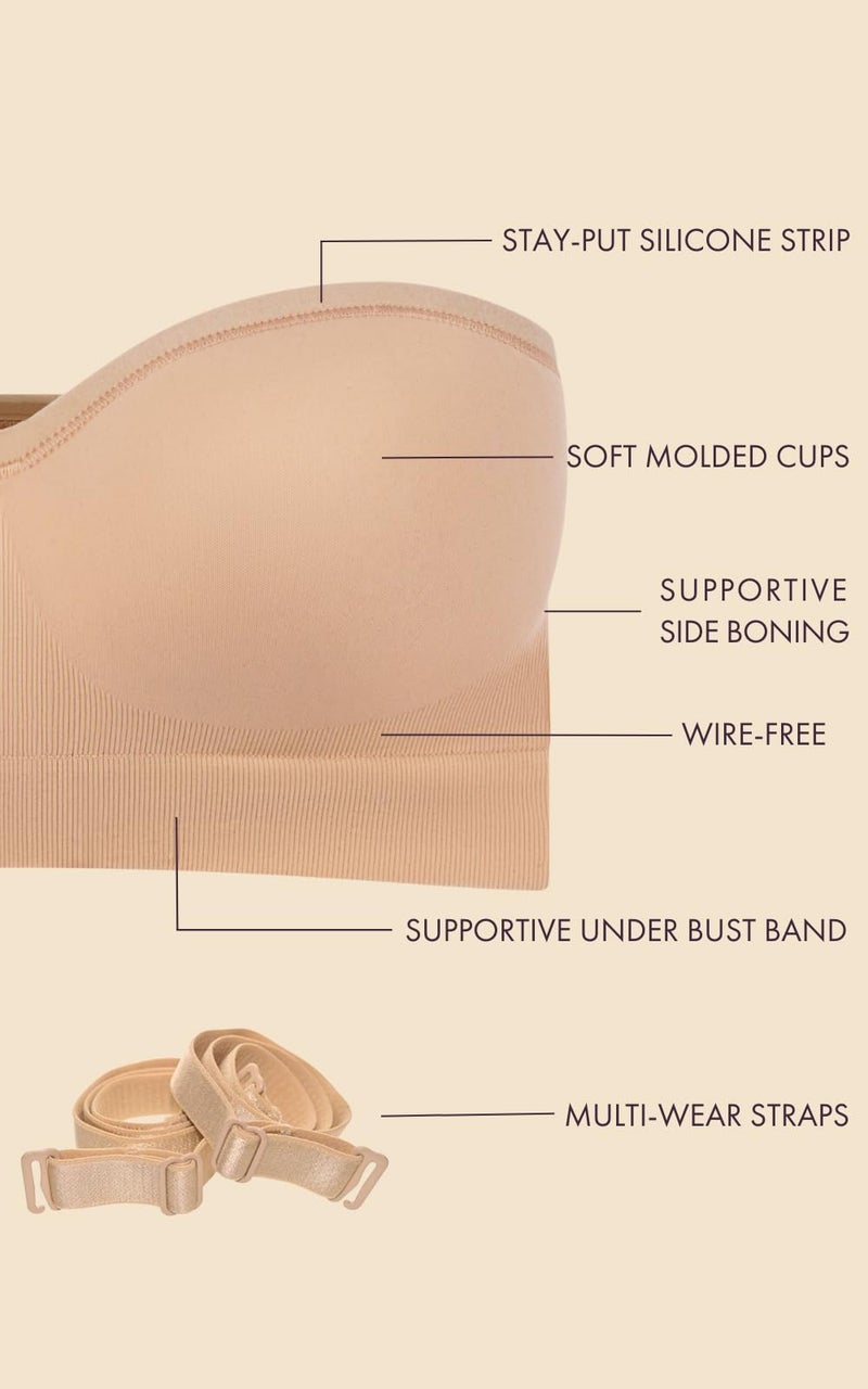 Yummie Women's Peyton Contour Strapless Convertible Bra, Almond, Medium - Image 4